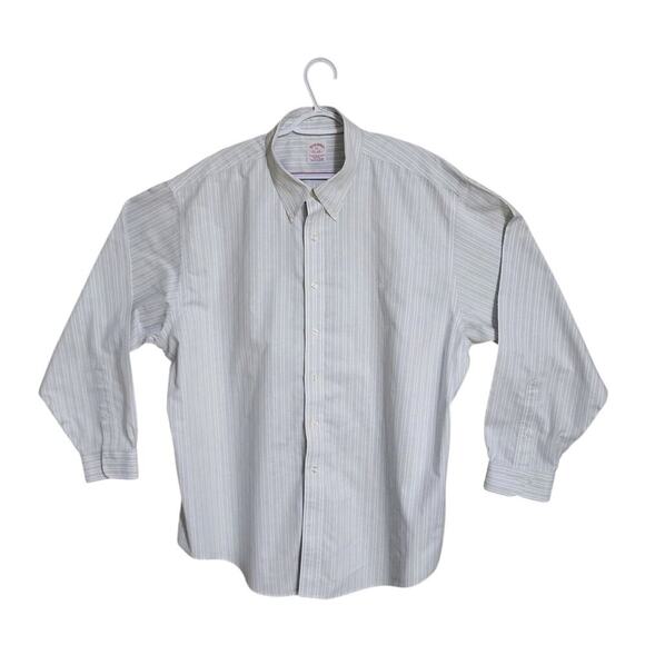 Brooks Brothers Mens XXL Madison Button Dress Shirt Gray White Stripes Non Iron - Picture 1 of 8